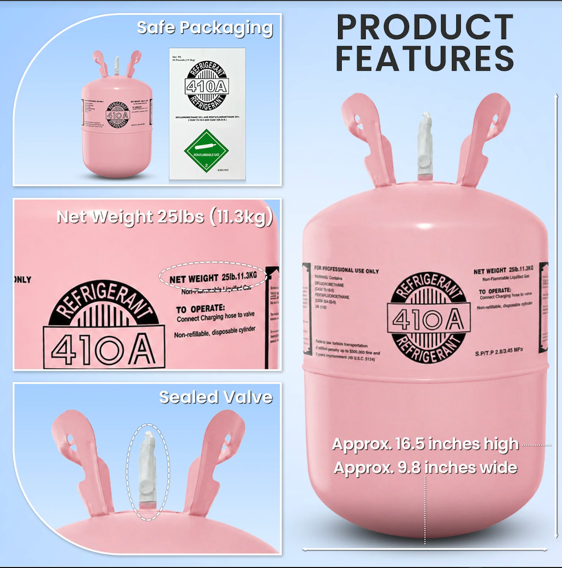 R410A compatible equipment and refrigerant service application