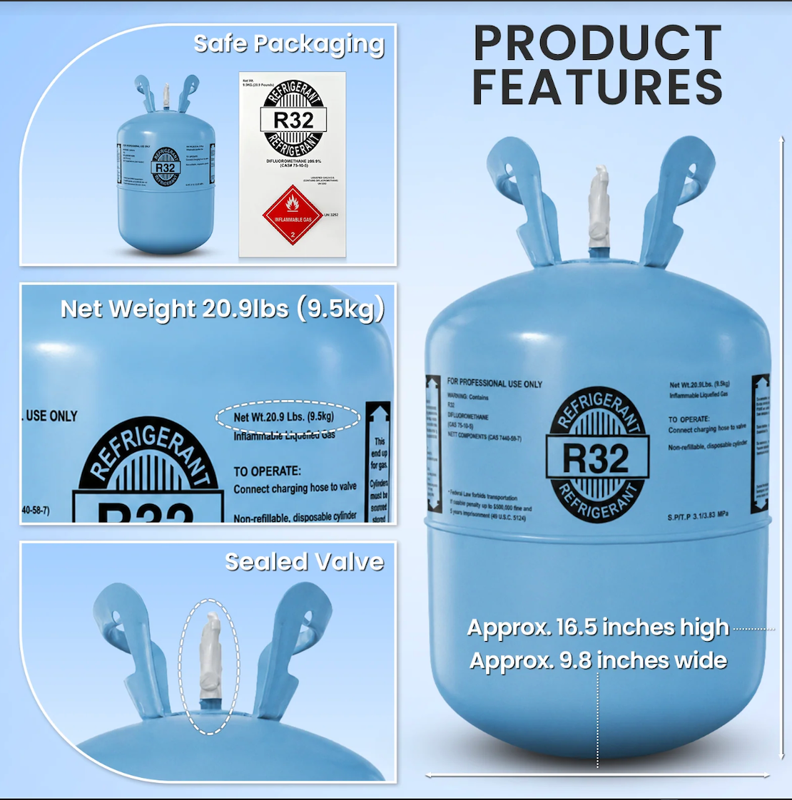 R32 compatible equipment and refrigerant service application