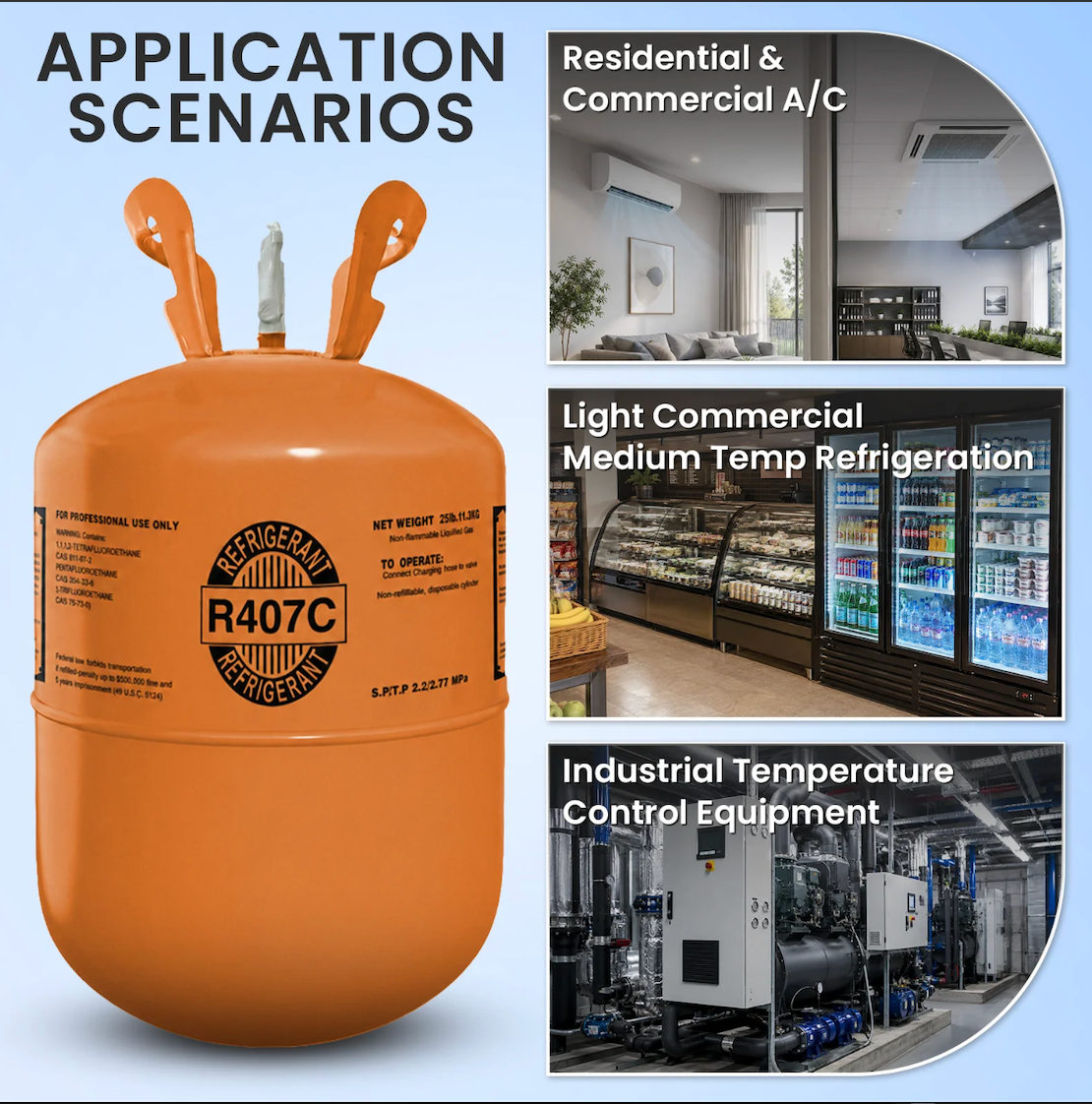 R407C refrigerant cylinder
